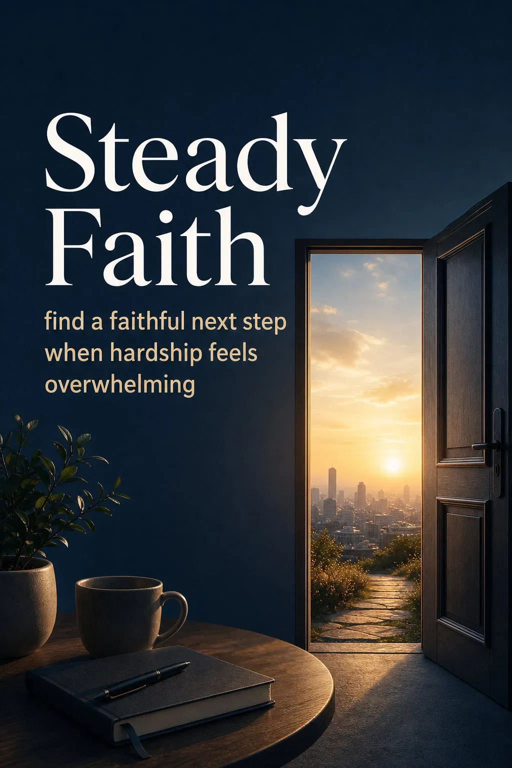 Steady Faith devotional resting near a doorway